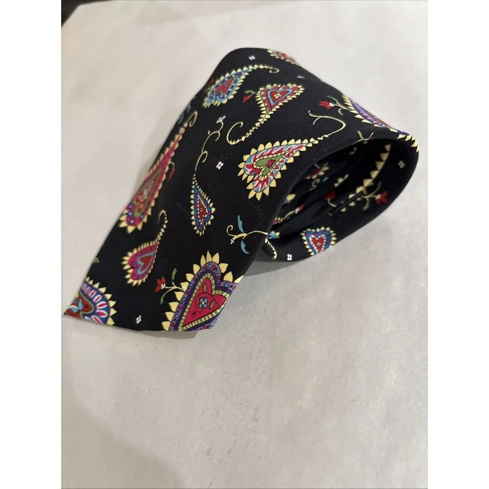 Y2K Nicole Miller 1999 MEN'S TIE Black w/Whimsical Hearts 4